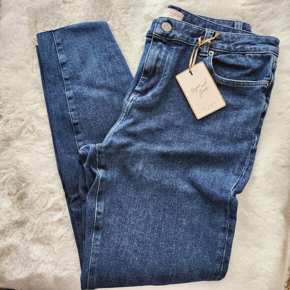 NWT Ted Baker Magolo Dark Denim High Waisted Skinny Raw Hem Jeans 32 - Picture 6 of 10